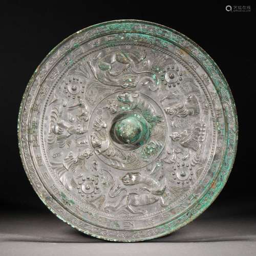 Han Dynasty,Copper Beast Pattern Mirror