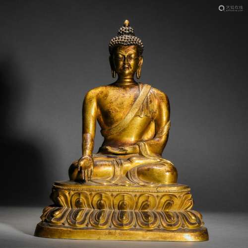 Qing Dynasty,Gilt Sakyamuni Buddha Statue