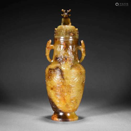 Han Dynasty,Hetian Jade Beast Head Bottle