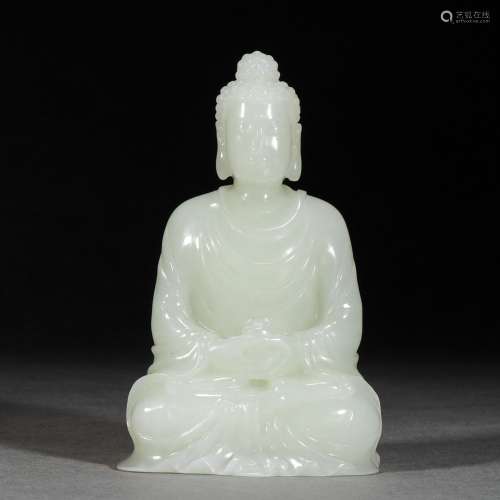 Qing Dynasty,Hetian Jade Buddha Statue