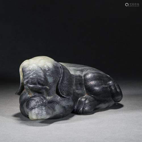 Qing Dynasty,Hetian Qinghuazi Jade Dog