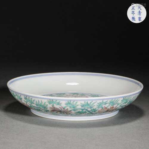 Qing Dynasty,Fighting Colors Flower Plate