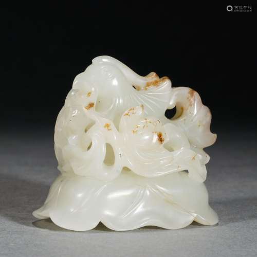 Qing Dynasty,Hetian Jade Beast Pattern Furnace Top