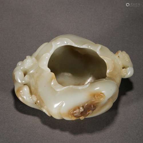 Qing Dynasty,Hetian Jade Beast Pattern Pen Washing