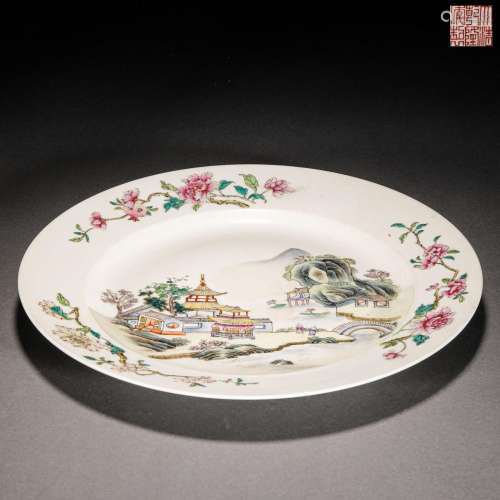 Qing Dynasty,Famille Rose Flower Plate