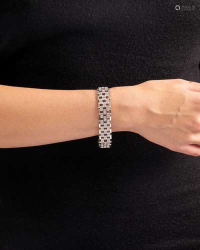 A PLATINUM AND DIAMOND BRACELET, FRANCE,