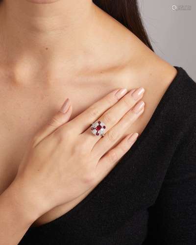 A RUBY AND DIAMOND RING