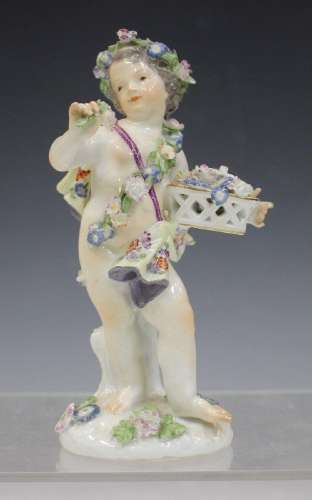 A Meissen porcelain cherub figure allegorical of
