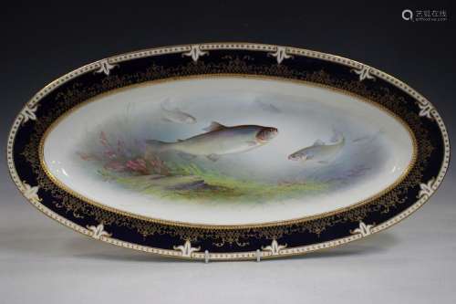 An Aynsley porcelain oval fish platter, early 20
