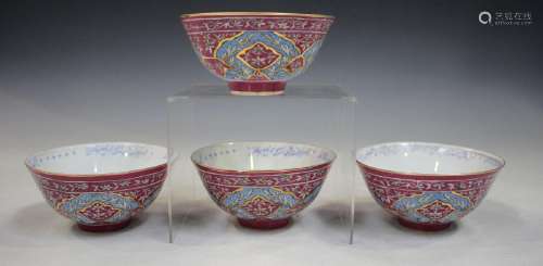 A set of four Russian Gardner porcelain circular