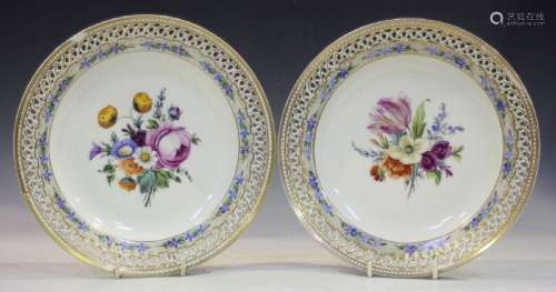 A pair of Berlin porcelain pierced cabinet plate
