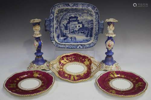 A small group of English pottery and porcelain,