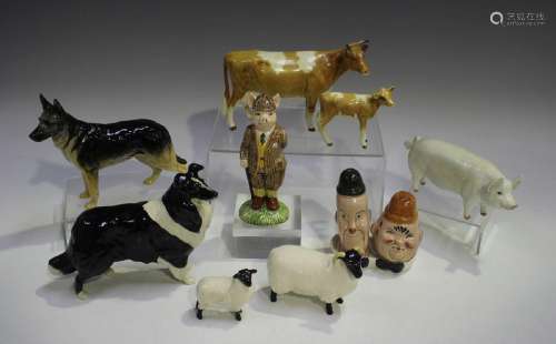 Seven Beswick animals, comprising Guernsey Cow,