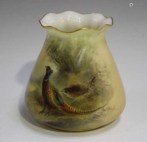 A Royal Worcester blush ivory vase, circa 1914,
