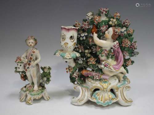 A Derby porcelain candlestick group, circa 1770,