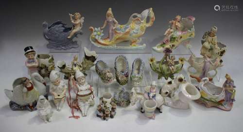 A group of Continental, mostly bisque porcelain,