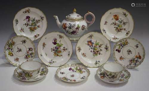 A set of six outside factory painted Meissen por