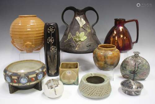 A mixed group of pottery and porcelain, mostly 2