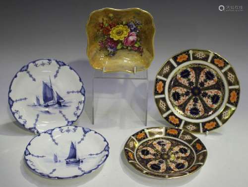 A Royal Worcester porcelain shaped square dish,