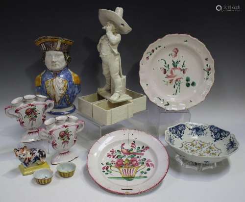 A group of Continental faience and pottery, 19th