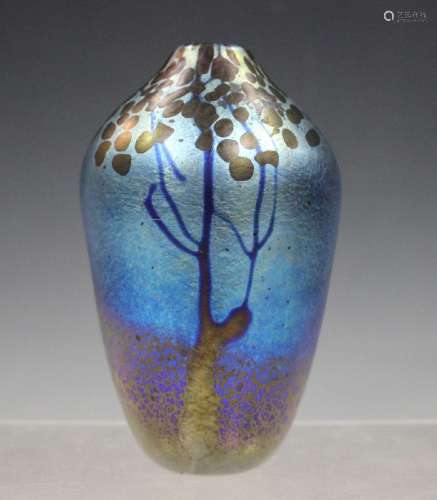 A Norman Stuart Clarke iridescent glass vase, da