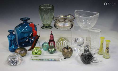 A mixed group of decorative studio glass, 20th c