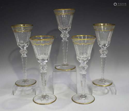 A set of five St Louis Excellance crystal wine g