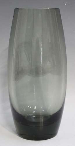 A Holmegaard grey tinted glass vase, designed by