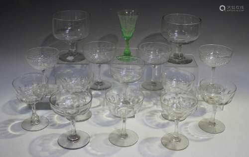 A pair of glass champagne saucers, early 20th ce