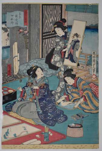 Japanischer Farbholzschnitt von Utagawa Kunisada II