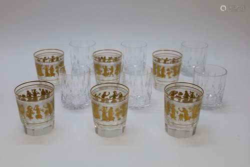 Six verres à whisky Val-Saint-Lambert danse de flore + six v...