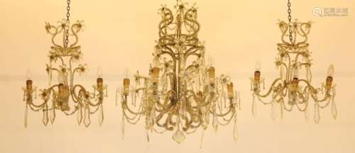 Lustre italien avec 2 appliques assorties