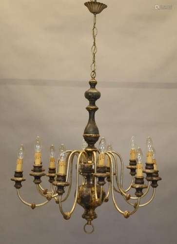 Lustre italien en bois avec 12 lumières - diamètre 76 - haut...