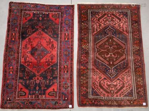 Deux tapis orientaux noués à la main Hamadan 211 x 130 - 210...