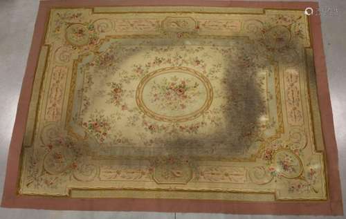 Tapis français d'Aubusson tissé à la main avec des motifs fl...