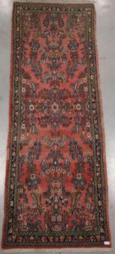 Tapis oriental noué à la main avec décor floral 296 x 106