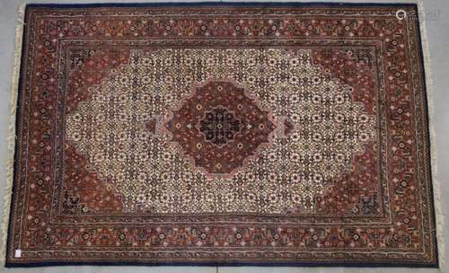 Tapis bleu oriental noué à la main 312 x 205