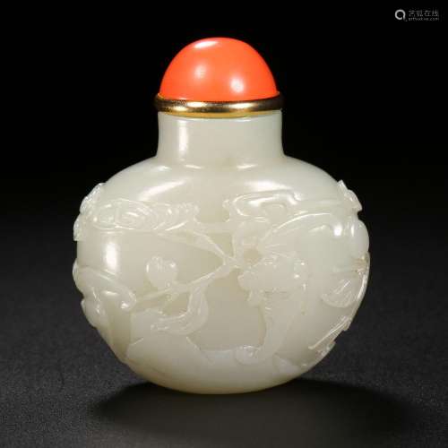 Qing Dynasty of China,Hetian Jade Snuff Bottle