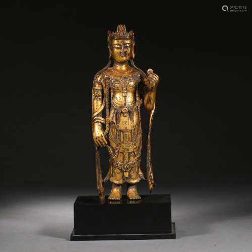 Ming dynasty or earlier of China,Bronze Gilt Buddha Statue