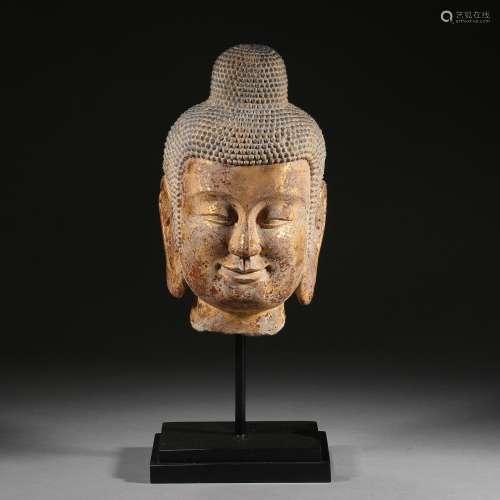 Ming dynasty or earlier of China,Stone Gold-Traced Buddha He...