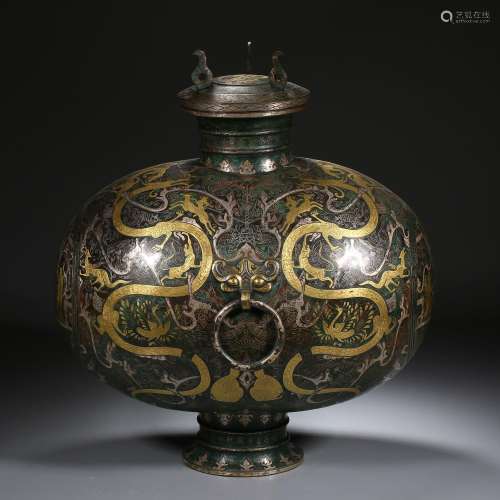 Ming dynasty or earlier of China,Inlaid Gold and Silver Flat...