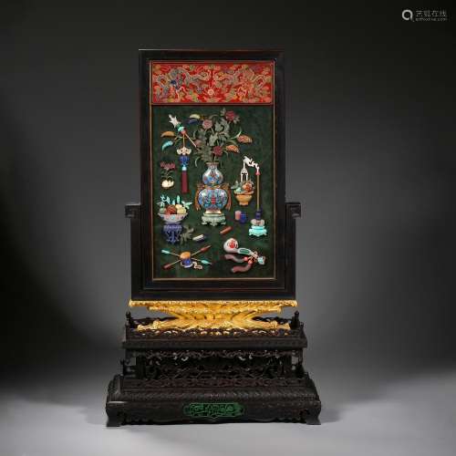Qing Dynasty of China,Red Sandalwood Hetian Jade Multi-Treas...