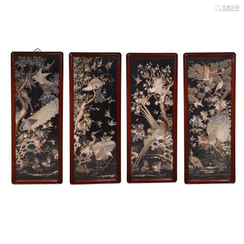 Qing Dynasty of China,Guangdong Embroidery Flowers and Birds...