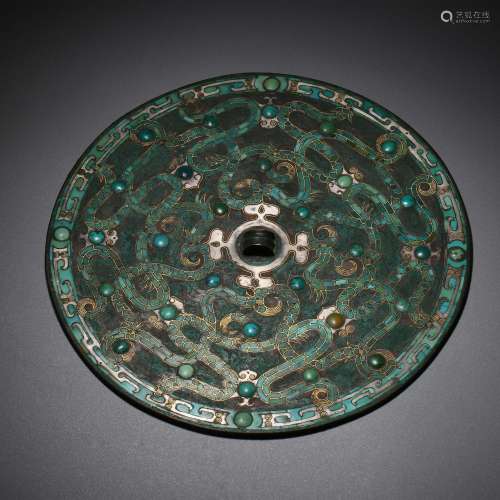 Ming dynasty or earlier of China,Inlaid Gold Silver and Prec...