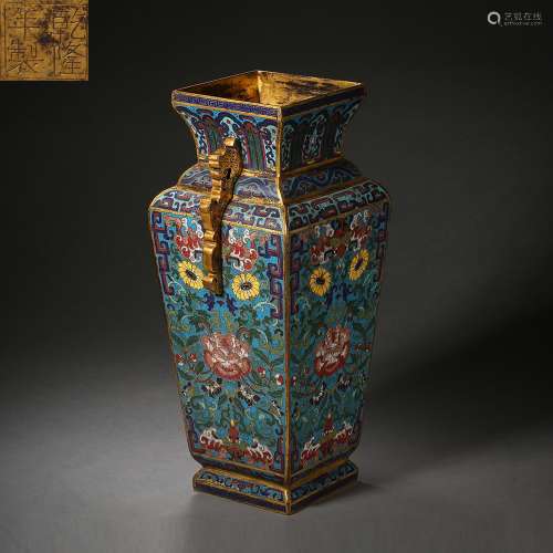 Qing Dynasty of China,Copper Enamel Square Bottle