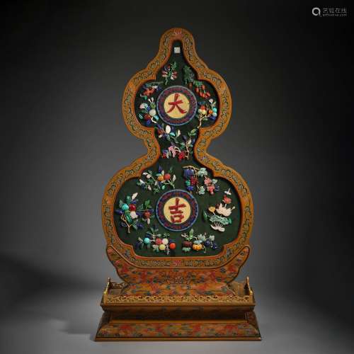 Qing Dynasty of China,Lacquerware Inlaid Treasures Gourd Sha...
