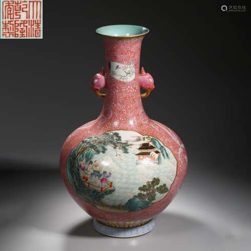Qing Dynasty of China,Famille Rose Open Window Binaural Bott...