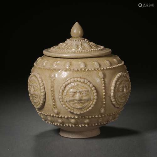 Ming dynasty or earlier of China,Celadon Glaze Covered Jar