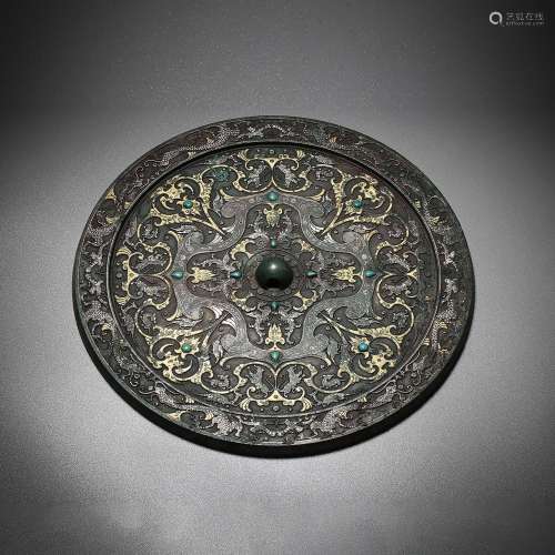 Ming dynasty or earlier of China,Inlaid Gold Silver and Prec...