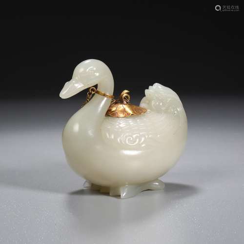 Ming dynasty or earlier of China,Hetian Jade Covered Gold Du...